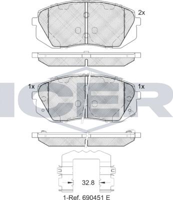 Icer 181826e1 - Kit pastiglie freno, Freno a disco autozon.pro