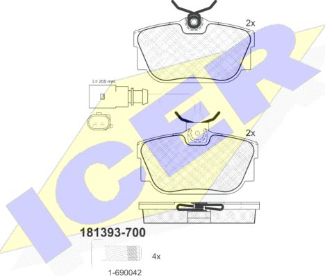 Icer 181393-700 - Kit pastiglie freno, Freno a disco autozon.pro