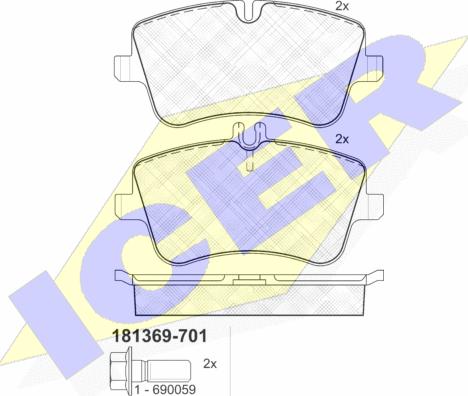 Icer 181369-701 - Kit pastiglie freno, Freno a disco autozon.pro