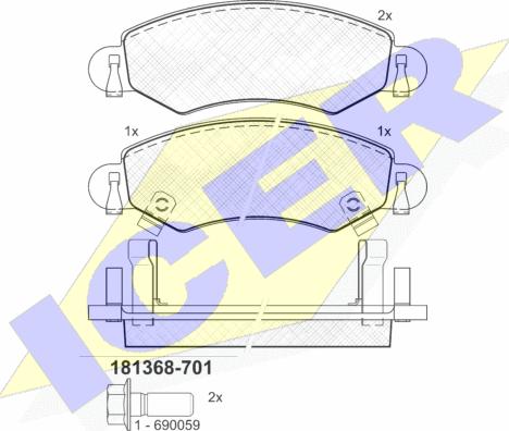 Icer 181368-701 - Kit pastiglie freno, Freno a disco autozon.pro