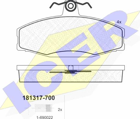 Icer 181317-700 - Kit pastiglie freno, Freno a disco autozon.pro