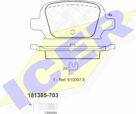 Icer 181385-703 - Kit pastiglie freno, Freno a disco autozon.pro