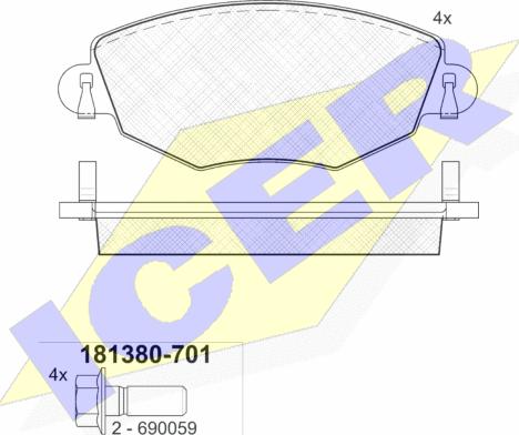 Icer 181380-701 - Kit pastiglie freno, Freno a disco autozon.pro