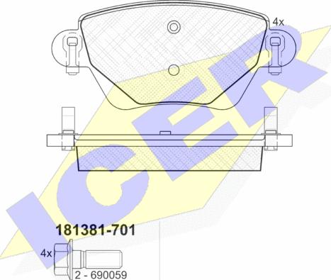 Icer 181381-701 - Kit pastiglie freno, Freno a disco autozon.pro