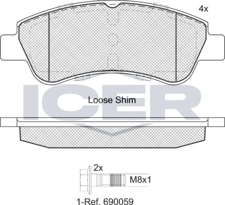 Icer 181388-402 - Kit pastiglie freno, Freno a disco autozon.pro