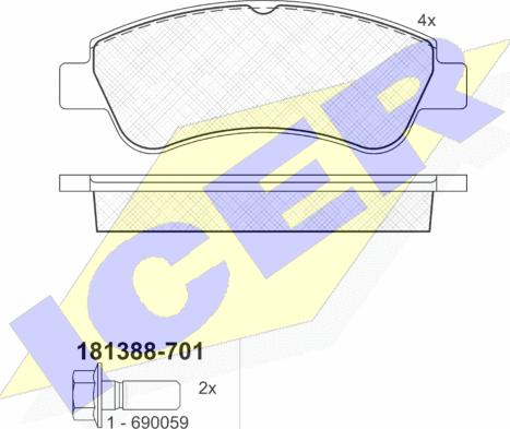 Icer 181388-701 - Kit pastiglie freno, Freno a disco autozon.pro