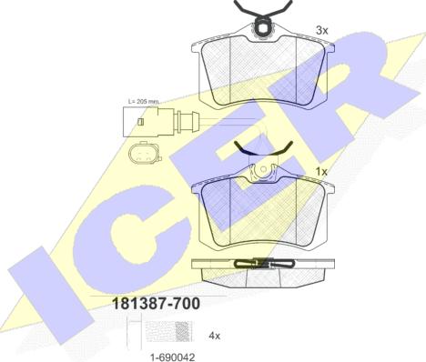 Icer 181387-700 - Kit pastiglie freno, Freno a disco autozon.pro