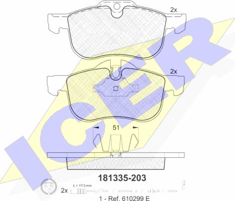 Icer 181335 - Kit pastiglie freno, Freno a disco autozon.pro