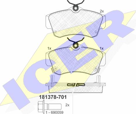 Icer 181378-701 - Kit pastiglie freno, Freno a disco autozon.pro