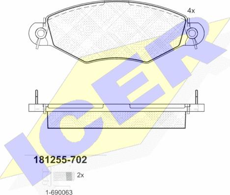 Icer 181255-702 - Kit pastiglie freno, Freno a disco autozon.pro