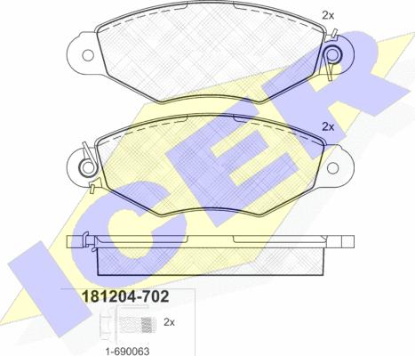 Icer 181204-702 - Kit pastiglie freno, Freno a disco autozon.pro