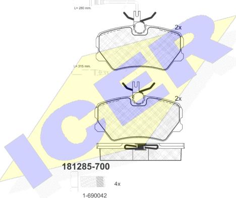 Icer 181285-700 - Kit pastiglie freno, Freno a disco autozon.pro