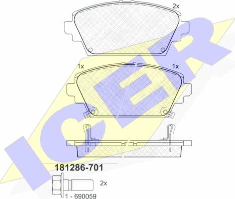 Icer 181286-701 - Kit pastiglie freno, Freno a disco autozon.pro