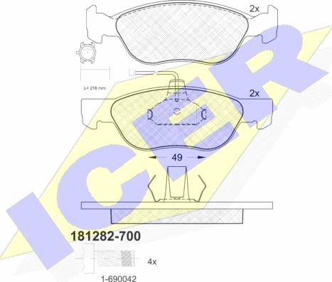 Icer 181282-700 - Kit pastiglie freno, Freno a disco autozon.pro