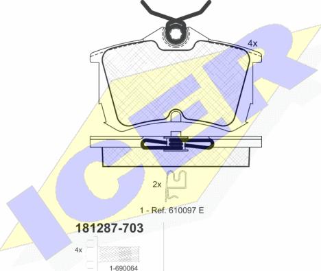 Icer 181287-703 - Kit pastiglie freno, Freno a disco autozon.pro