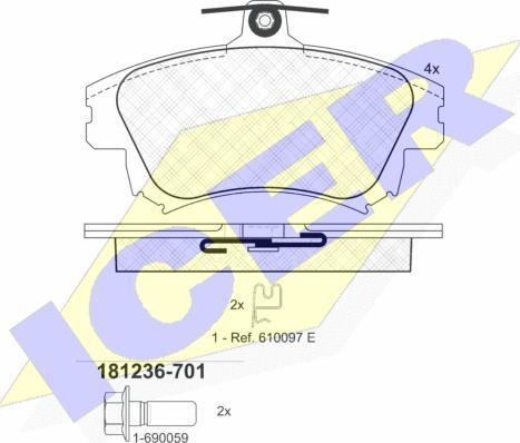 Icer 181236-701 - Kit pastiglie freno, Freno a disco autozon.pro