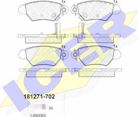 Icer 181271-702 - Kit pastiglie freno, Freno a disco autozon.pro