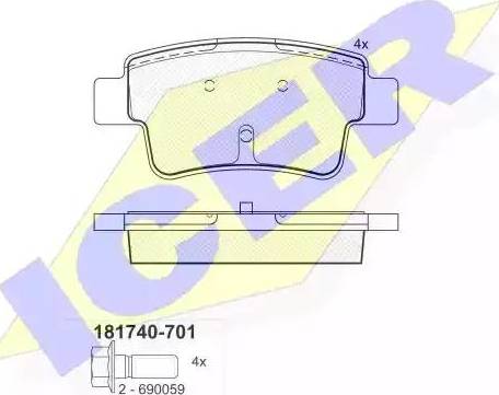 Icer 181740 - Kit pastiglie freno, Freno a disco autozon.pro