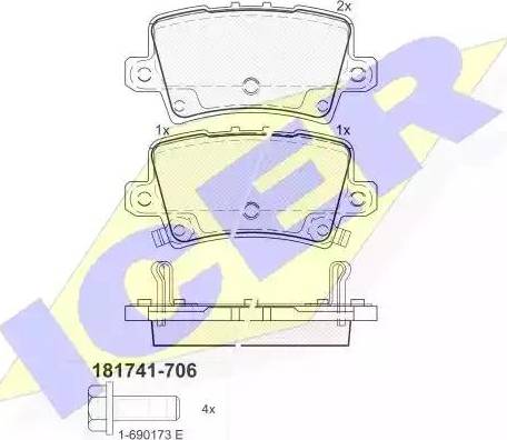 Icer 181741 - Kit pastiglie freno, Freno a disco autozon.pro