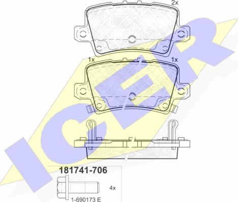 Icer 181741-706 - Kit pastiglie freno, Freno a disco autozon.pro