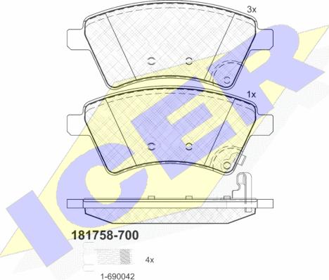 Icer 181758-700 - Kit pastiglie freno, Freno a disco autozon.pro