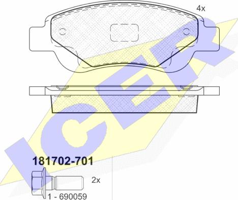 Icer 181702-701 - Kit pastiglie freno, Freno a disco autozon.pro