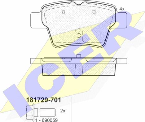 Icer 181729-701 - Kit pastiglie freno, Freno a disco autozon.pro