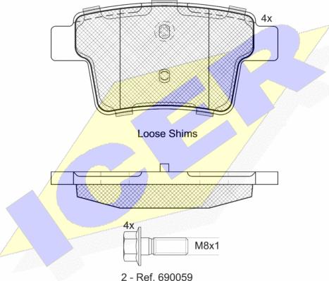 Icer 181722-701 - Kit pastiglie freno, Freno a disco autozon.pro