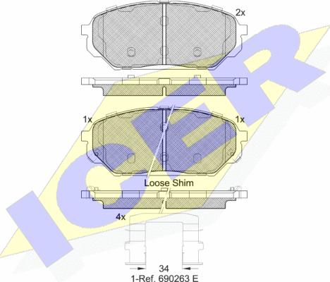 Icer 182044 - Kit pastiglie freno, Freno a disco autozon.pro