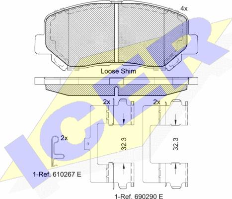 Icer 182055 - Kit pastiglie freno, Freno a disco autozon.pro