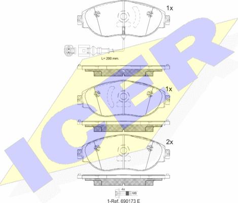 Icer 182018 - Kit pastiglie freno, Freno a disco autozon.pro