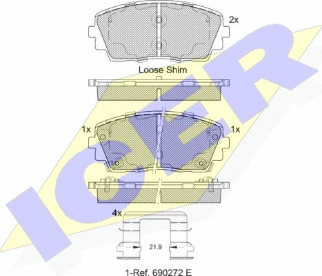 Icer 182034233 - Kit pastiglie freno, Freno a disco autozon.pro