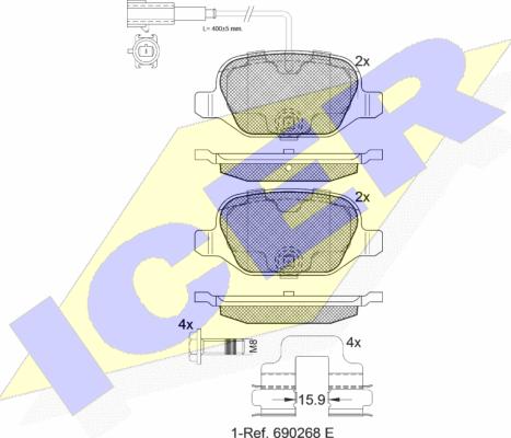 Icer 182038 - Kit pastiglie freno, Freno a disco autozon.pro