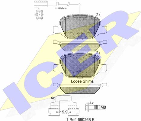 Icer 182037-203 - Kit pastiglie freno, Freno a disco autozon.pro