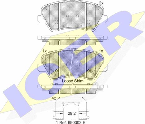 Icer 182029-203 - Kit pastiglie freno, Freno a disco autozon.pro