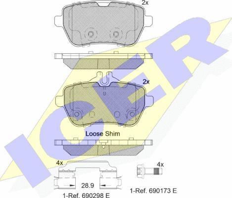 Icer 182076 - Kit pastiglie freno, Freno a disco autozon.pro