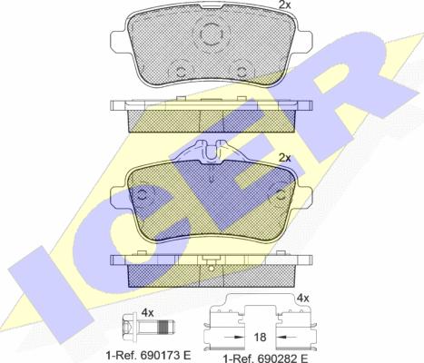 Icer 182072-067 - Kit pastiglie freno, Freno a disco autozon.pro