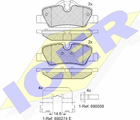 Icer 182190 - Kit pastiglie freno, Freno a disco autozon.pro