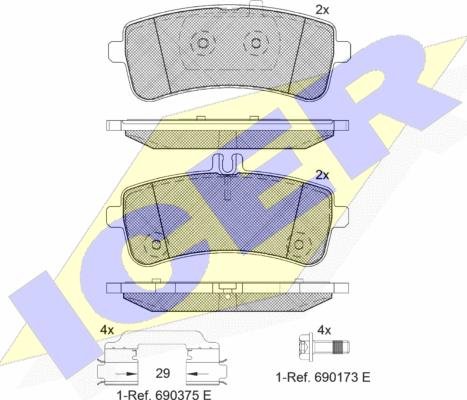 Icer 182145-202 - Kit pastiglie freno, Freno a disco autozon.pro