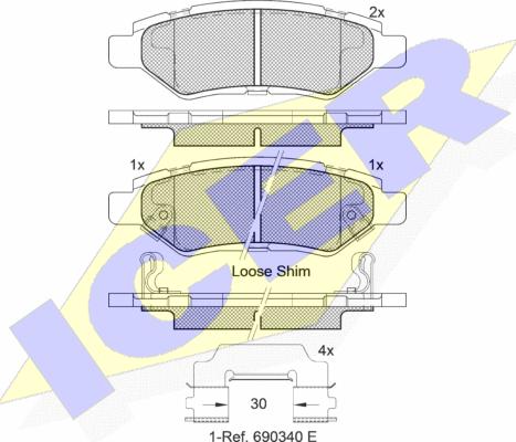 Icer 182142 - Kit pastiglie freno, Freno a disco autozon.pro