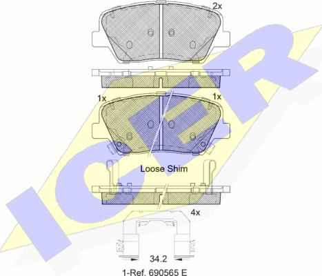 Icer 182147-203 - Kit pastiglie freno, Freno a disco autozon.pro