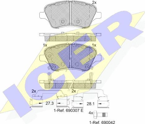 Icer 182108-203 - Kit pastiglie freno, Freno a disco autozon.pro