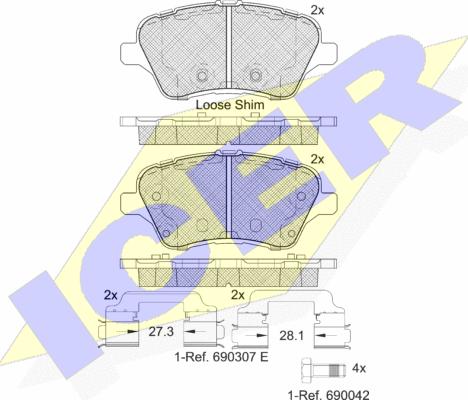 Icer 182108 - Kit pastiglie freno, Freno a disco autozon.pro