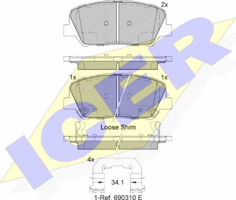 Icer 182102 - Kit pastiglie freno, Freno a disco autozon.pro