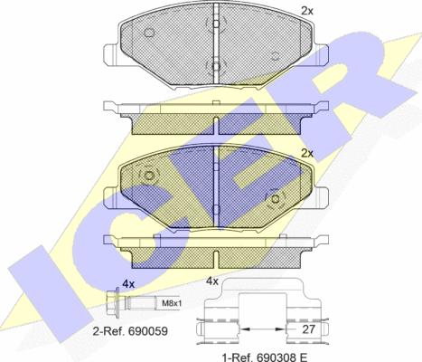 Icer 1821.10* - Kit pastiglie freno, Freno a disco autozon.pro