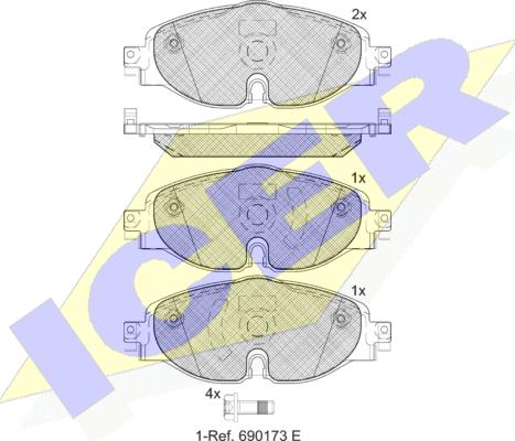 Icer 182111-204 - Kit pastiglie freno, Freno a disco autozon.pro