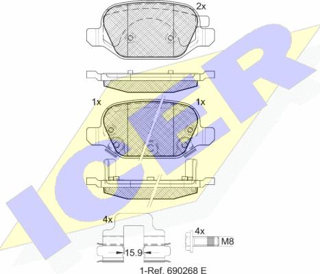 Icer 182128 - Kit pastiglie freno, Freno a disco autozon.pro