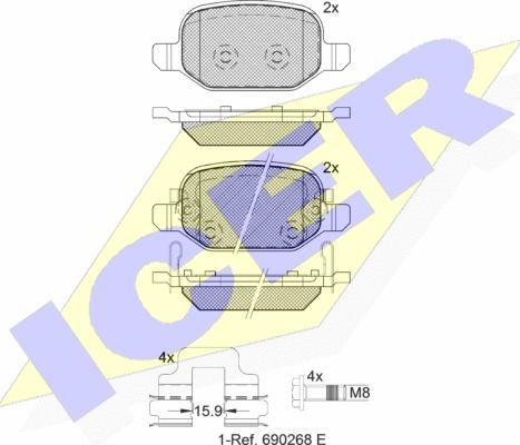 Icer 182127 - Kit pastiglie freno, Freno a disco autozon.pro