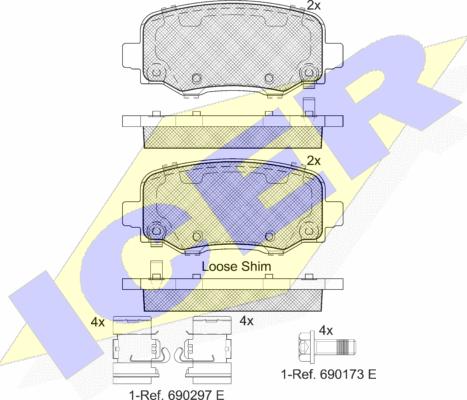 Icer 182176 - Kit pastiglie freno, Freno a disco autozon.pro