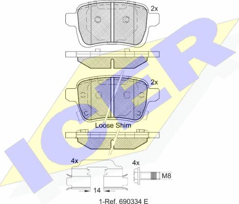 Icer 182170-203 - Kit pastiglie freno, Freno a disco autozon.pro